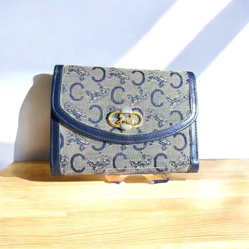 Celine Tri Fold Horse Carriage Wallet Clutch Bag Vintage